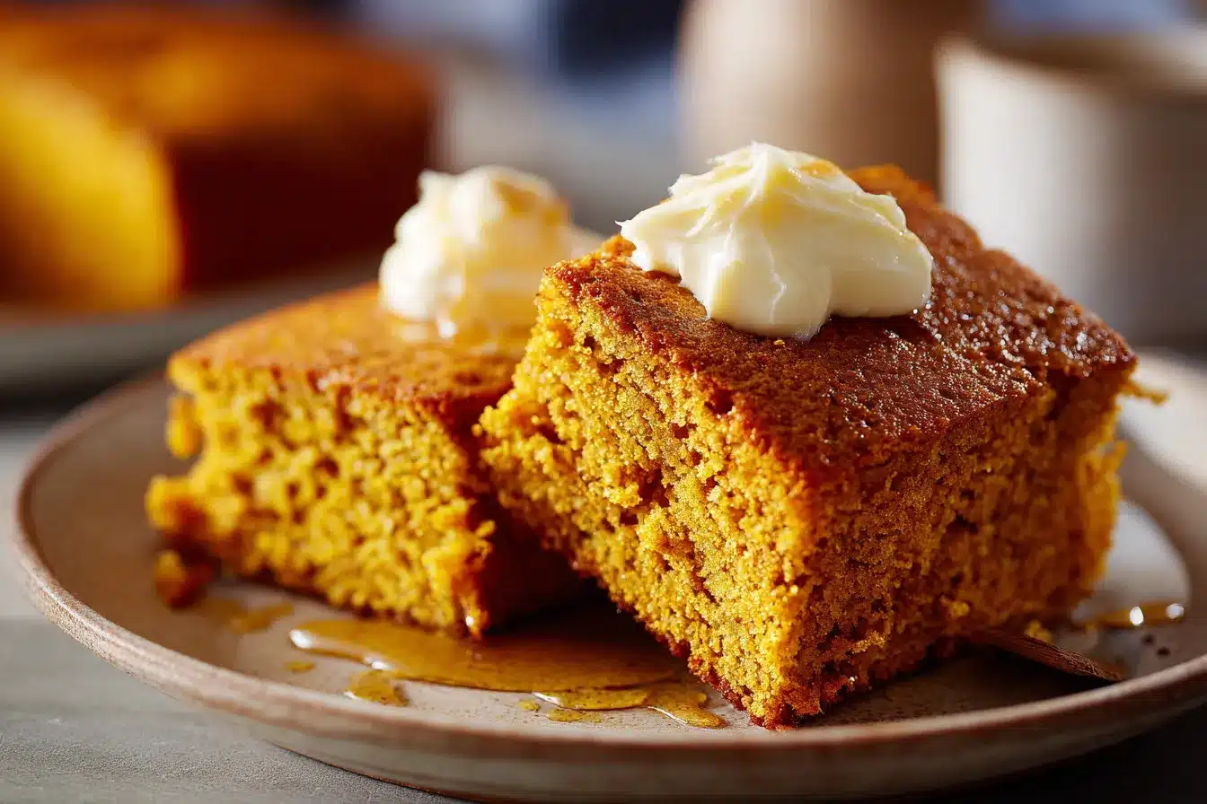 Delicious Pumpkin Cornbread with Spiced Cinnamon Honey Butter 3 Pumpkin Cornbread with Cinnamon upscaled 68b8676a88471