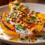 Savory Roasted Pumpkin with Creamy Yogurt Sauce Pine Nuts 4 Roasted Pumpkin with Yogurt Sauce and Pine Nuts