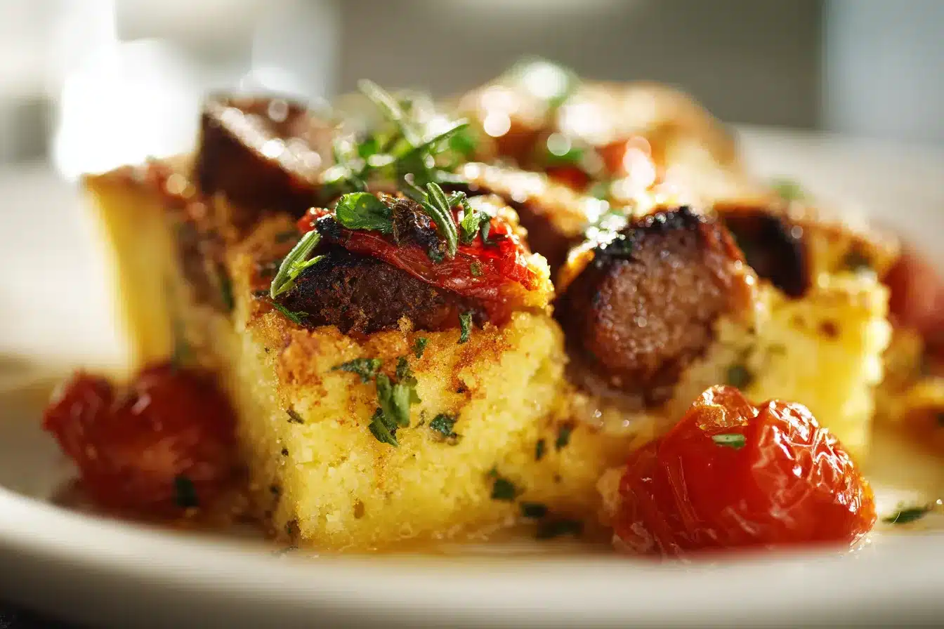 Savory Sausage Polenta Bake Easy Dinner Recipe Delight 2 Sausage and Polenta Bake upscaled 68bb0aa671418