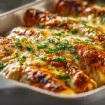 Delicious Shredded Chicken Enchiladas w Cheesy Sour Cream Sauce 4 Shredded Chicken Enchiladas with Cheesy Sour Cream Sauce