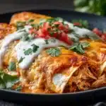 Irresistible Shredded Chicken Enchiladas w Cheesy Sauce 5 Shredded Chicken Enchiladas with Cheesy Sour Cream Sauce