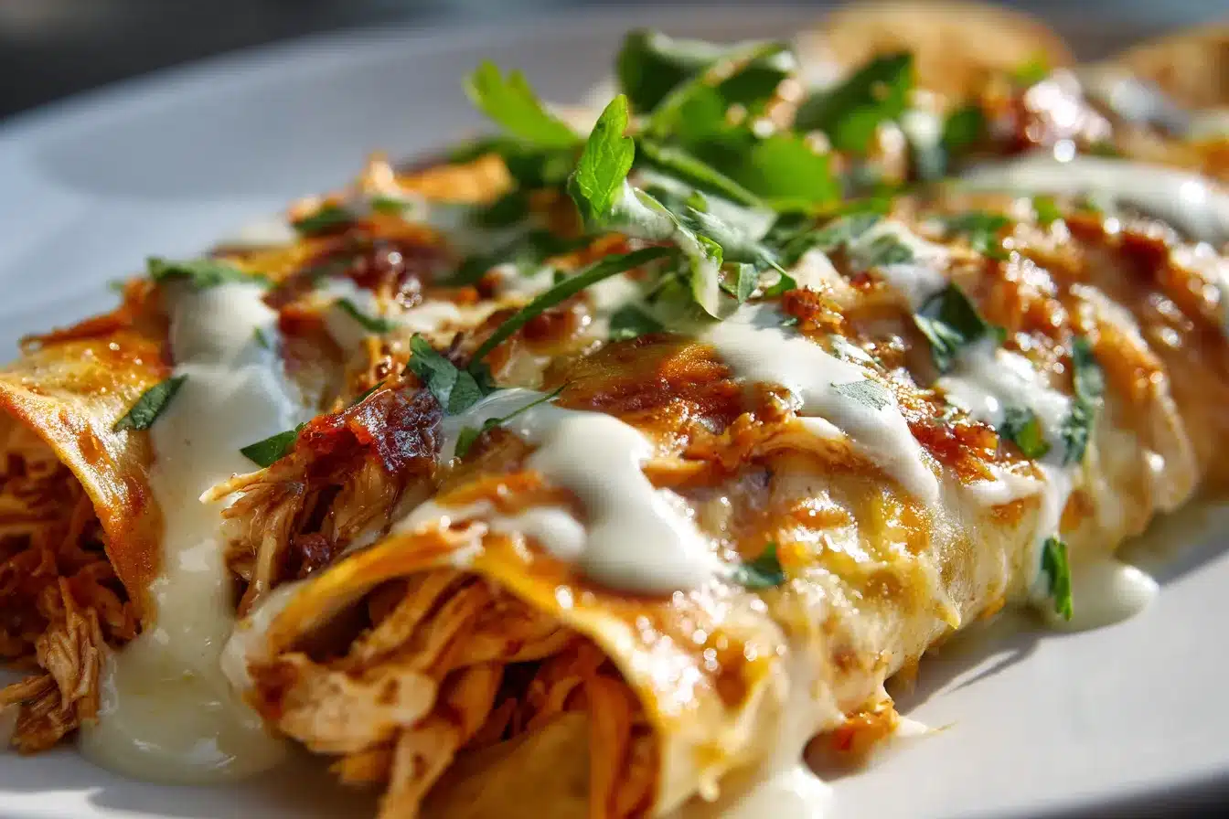 Irresistible Shredded Chicken Enchiladas w Cheesy Sauce 3 Shredded Chicken Enchiladas with upscaled 68d59007ae42c