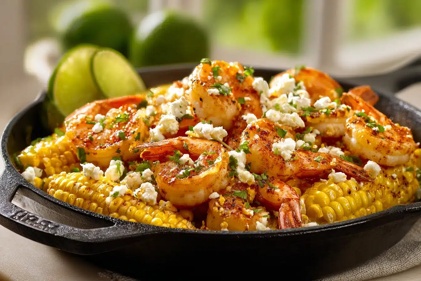 Savory Shrimp Mexican Street Corn Skillet Quick Easy 2