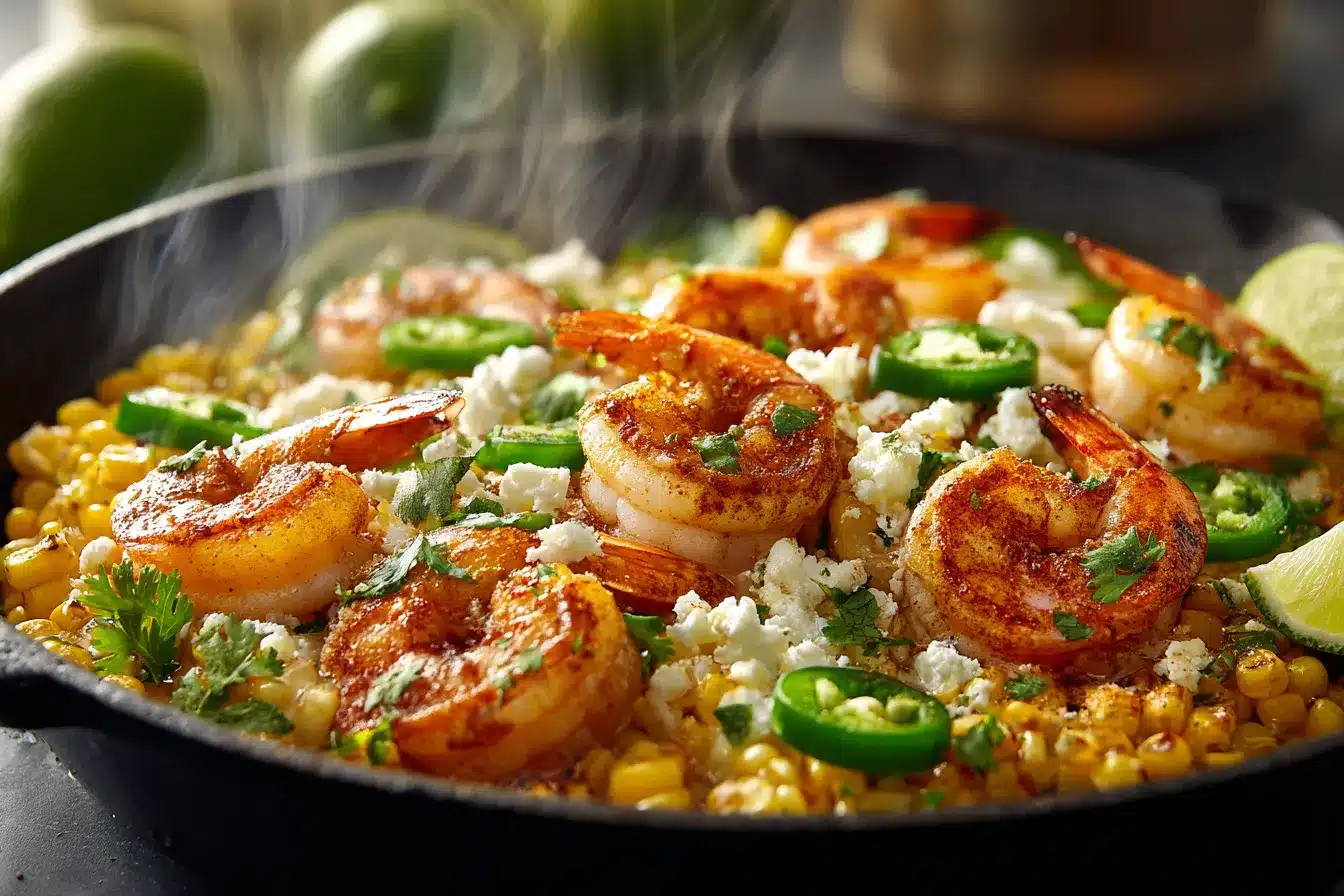 Savory Shrimp Mexican Street Corn Skillet Quick Easy 3