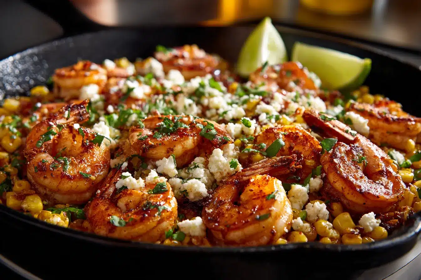 Savory Shrimp Mexican Street Corn Skillet Quick Easy 4