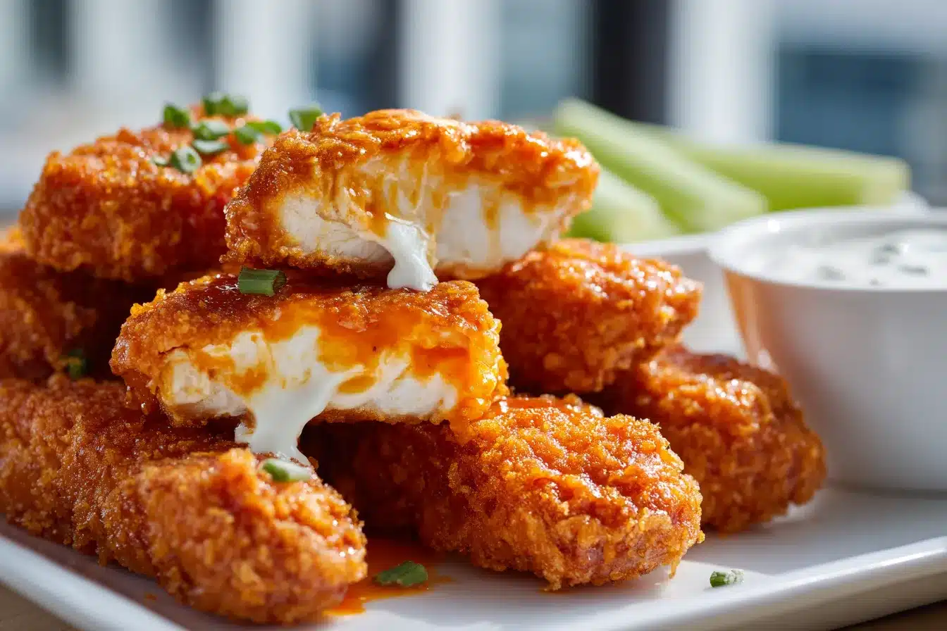 Irresistible Spicy Buffalo Chicken Mozzarella Sticks Recipe 3 Spicy Buffalo Chicken Mozzarella upscaled 68da6d7f8b2fe