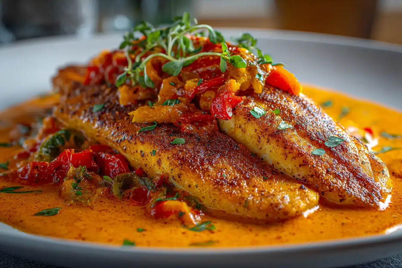 Savory Tilapia in Bold Roasted Pepper Sauce Recipe