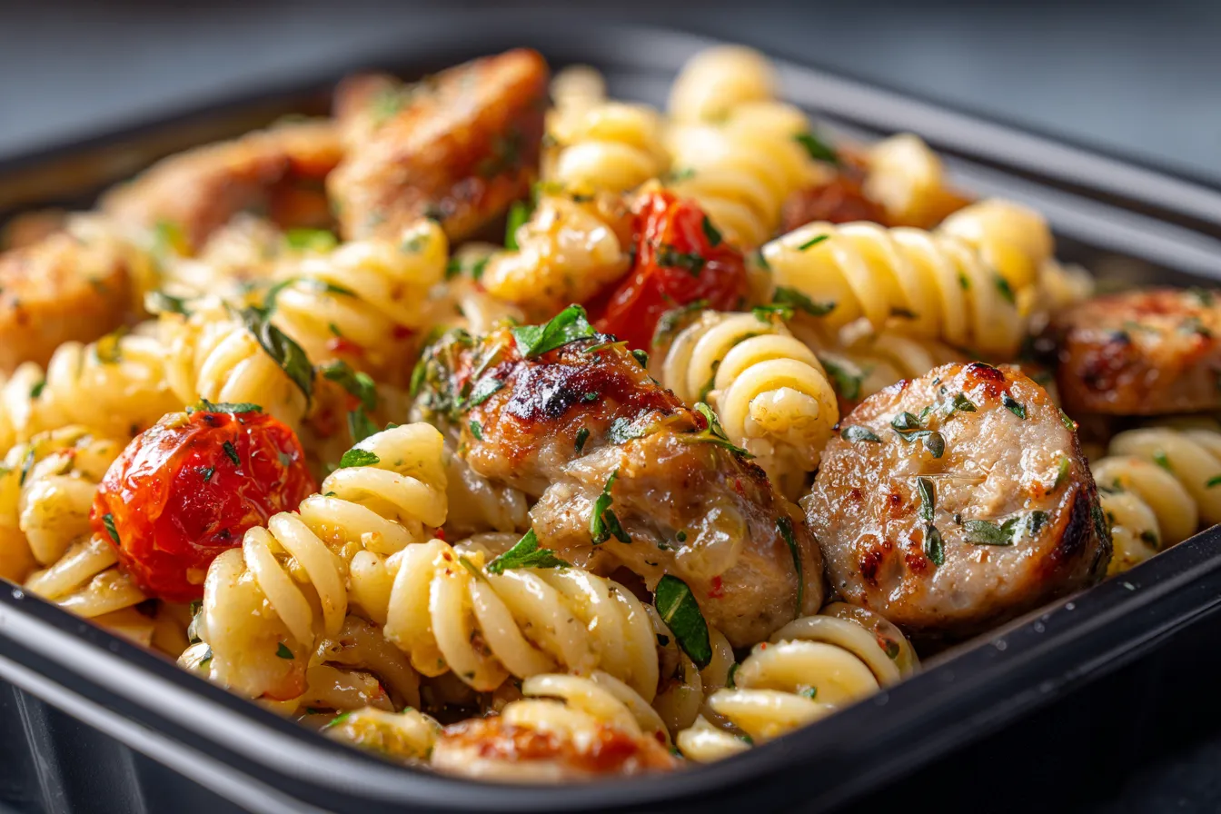 Quick Tasty 15Min Chicken Sausage Pasta Meal Prep Recipe