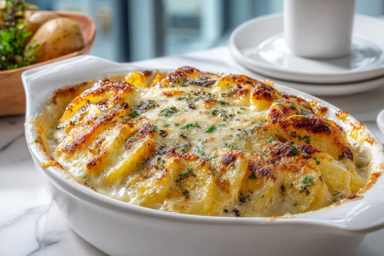 Irresistible Cheesy Potato Gratin Creamy Comfort Food Delight 3 Cheesy Potato Gratin upscaled 68e35c1239609
