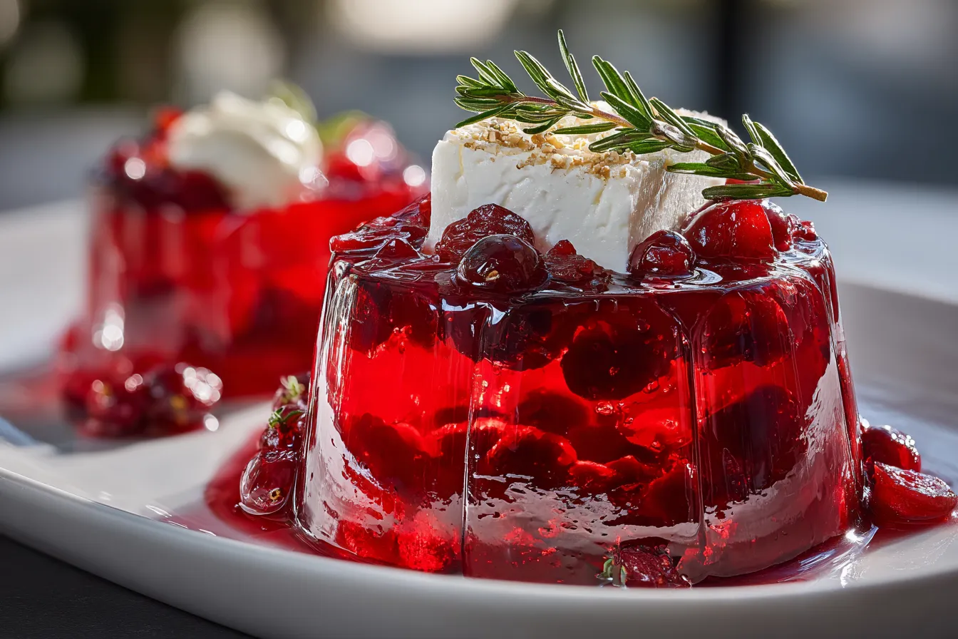 Delicious Cranberry JellO Salad w Cream Cheese Top Recipe 3 Cranberry Jell o Salad With upscaled 68f6002b56fd7