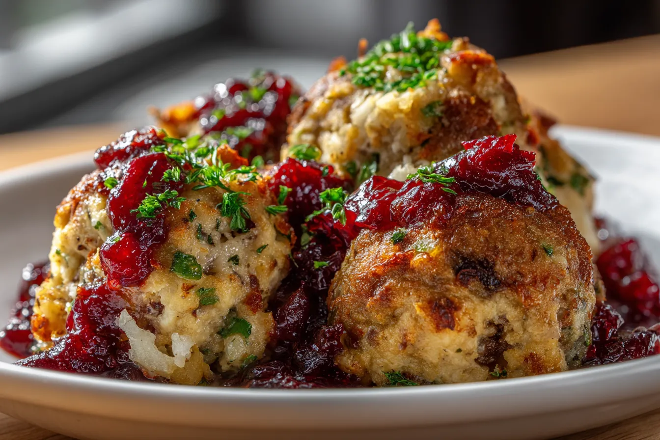 Delicious Cranberry Turkey Stuffing Balls MustTry Recipe 1 Cranberry Turkey Stuffing upscaled 68f23527f18ec