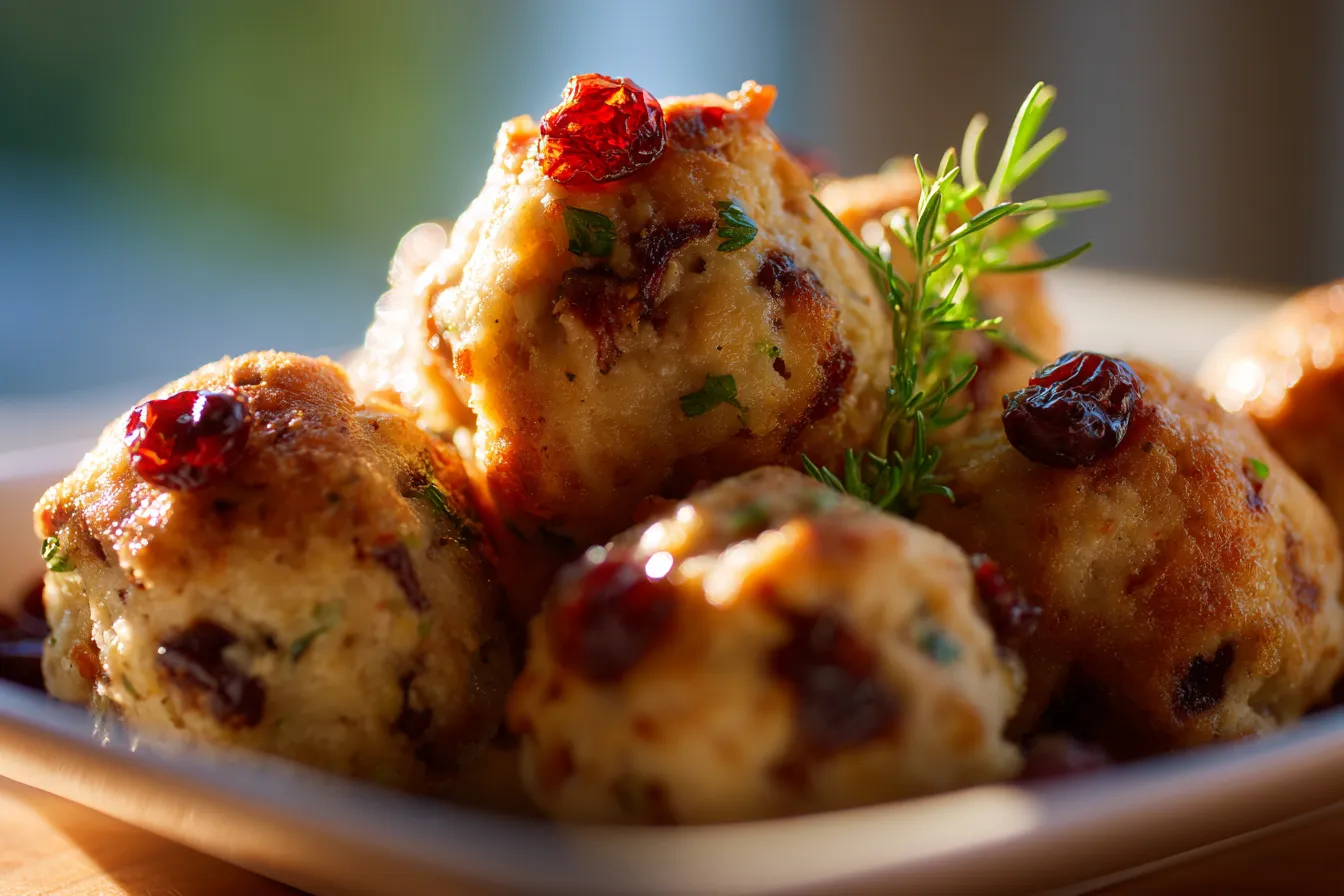 Delicious Cranberry Turkey Stuffing Balls MustTry Recipe 2 Cranberry Turkey Stuffing upscaled 68f2359f4c3f1