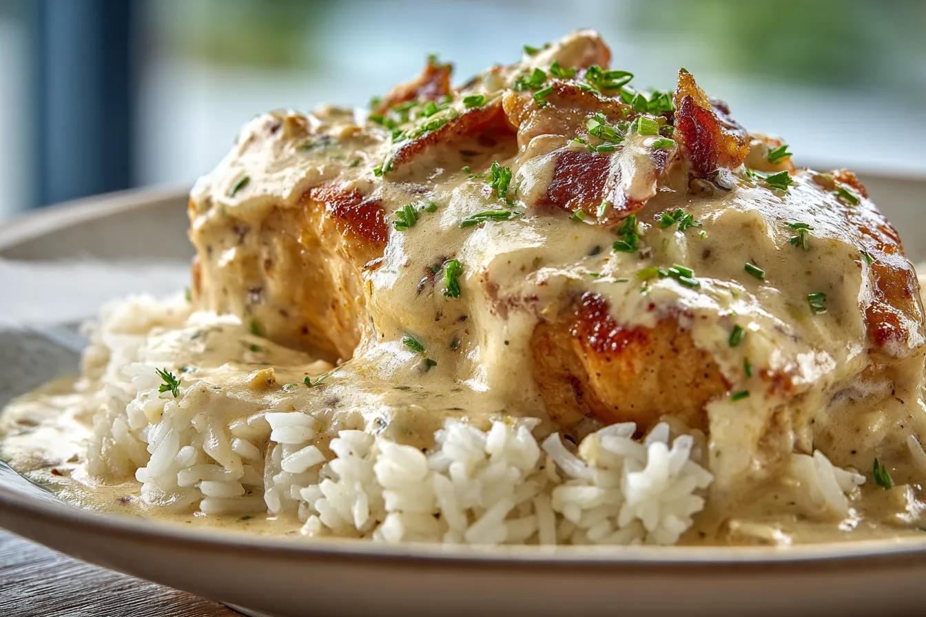 Irresistible Creamy Smothered Chicken Rice Recipe Delight 2 Creamy Creamy Smothered Chicken upscaled 68e38c57cc484