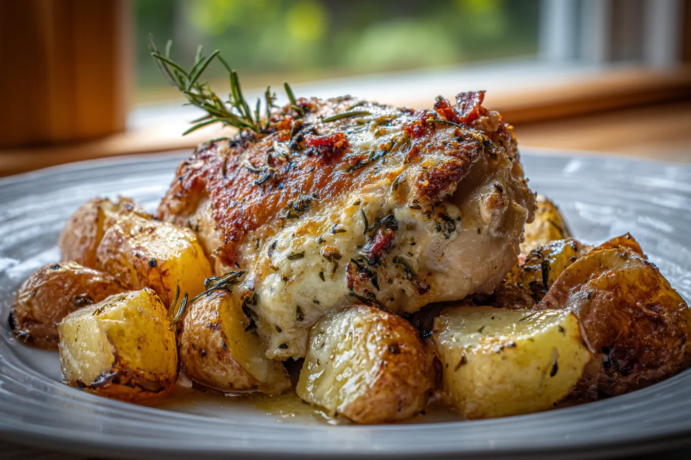 Crockpot Garlic Parmesan Chicken and Potatoes