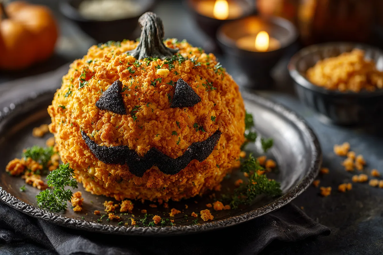 Spooktacular Halloween Pumpkin Cheese Ball Recipe Youll Love 2 Halloween Pumpkin Cheese Ball upscaled 68ebb2fac986f