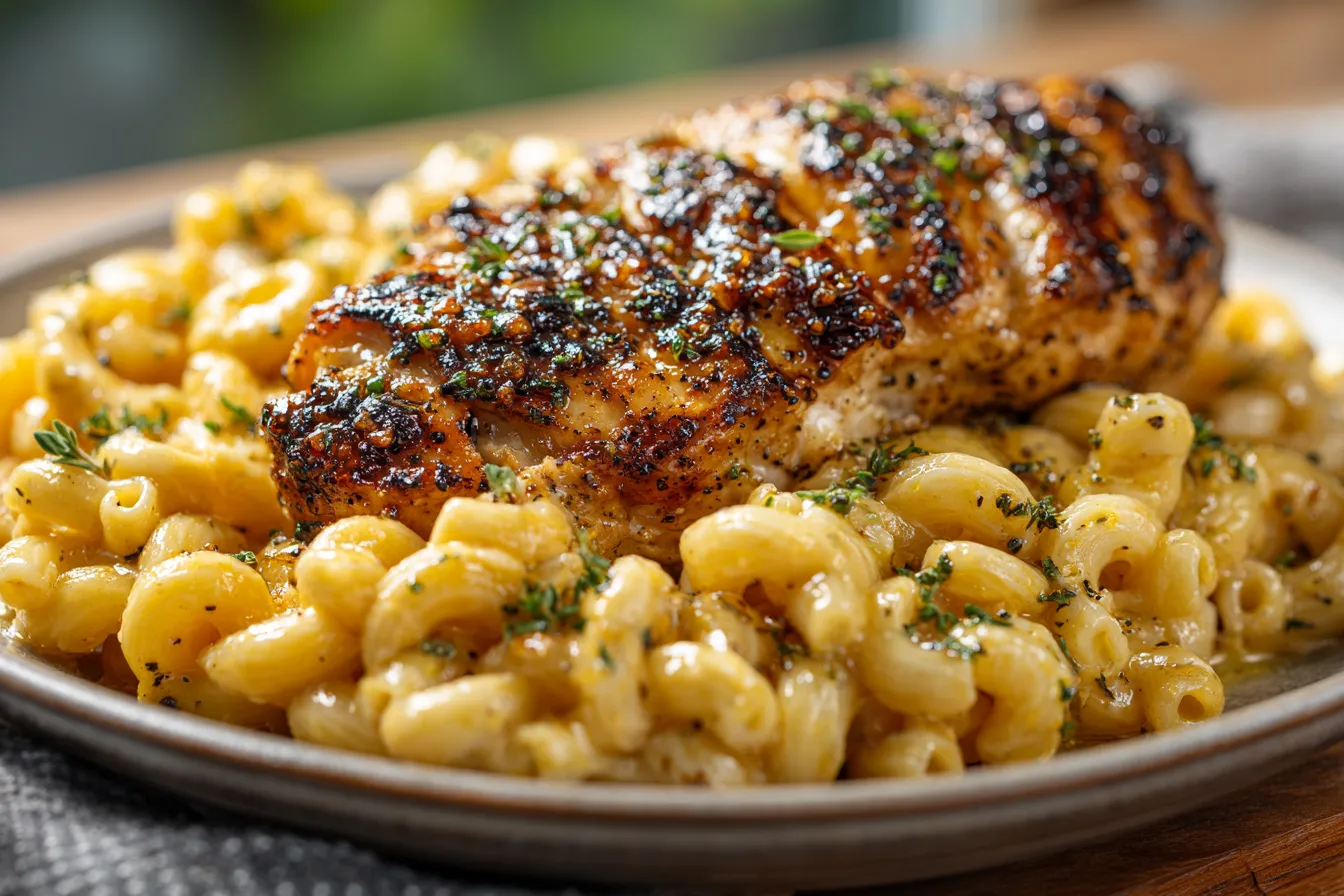 Savory High Protein Honey Garlic Butter Chicken Mac n Cheese