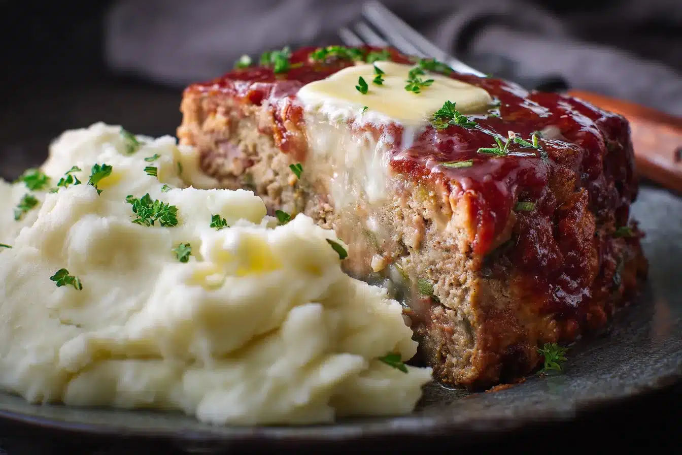 Delicious Meatloaf with Cheesy Mashed Potatoes Recipe 2 Meatloaf with Mashed Potatoes upscaled 68dc9a5fdc7bc