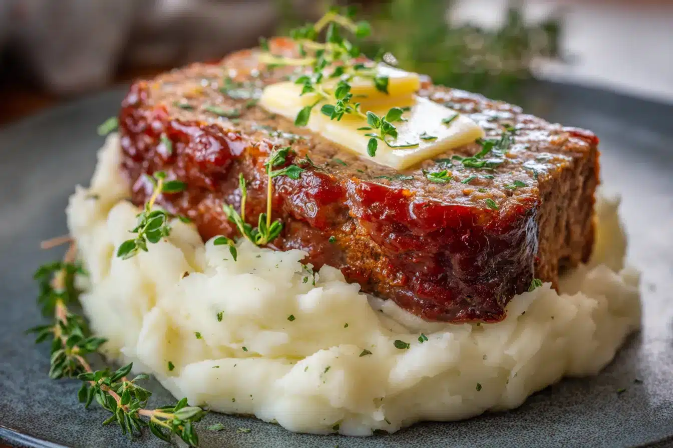 Delicious Meatloaf with Cheesy Mashed Potatoes Recipe