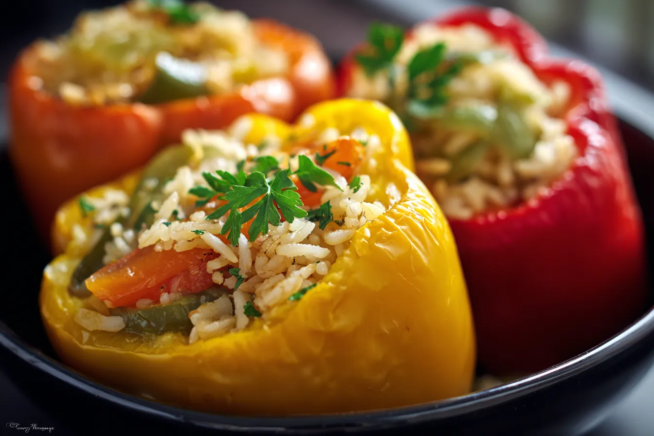 Irresistible Stuffed Bell Peppers w Rice Veggies Recipe