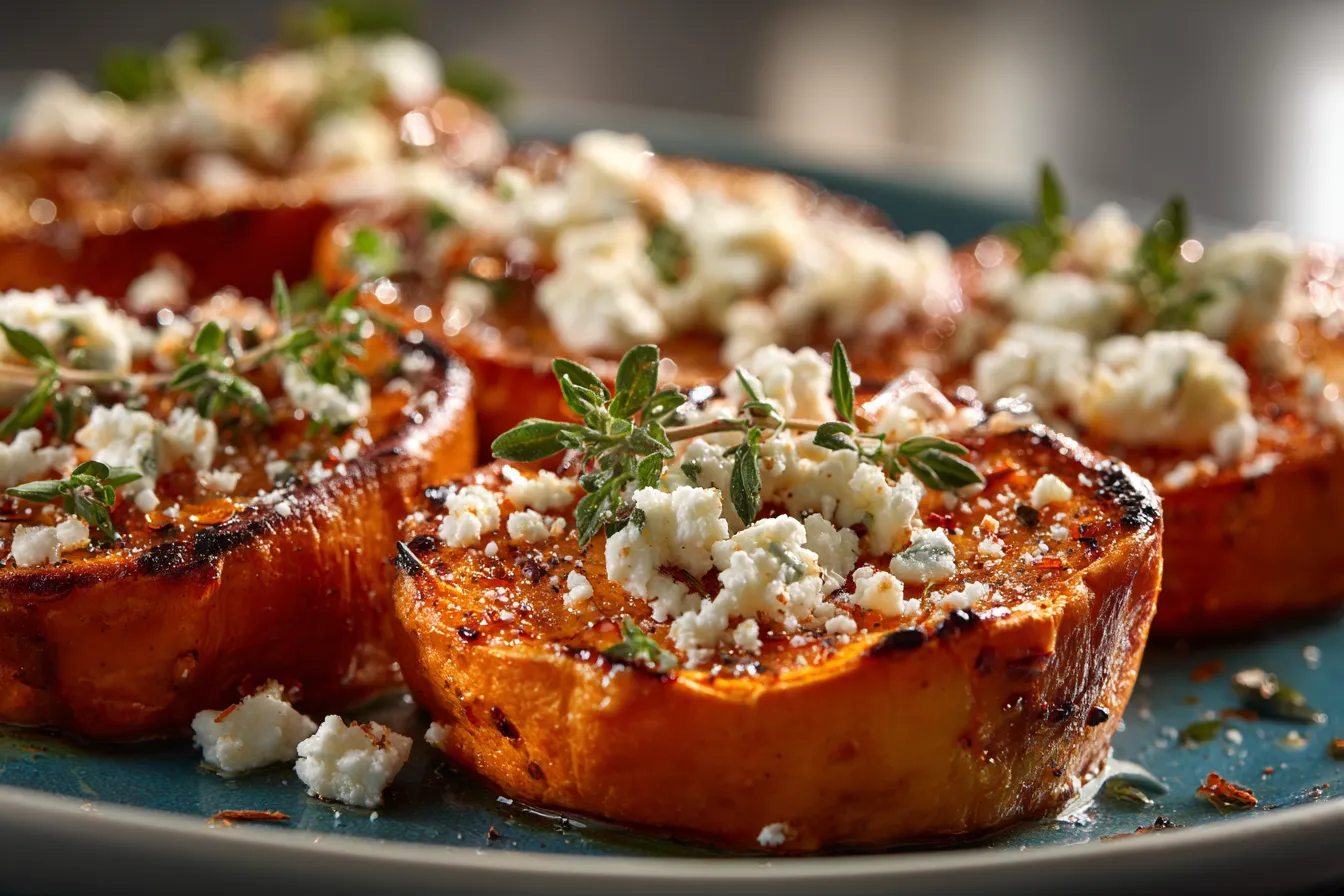 Delicious Sweet Potato Rounds with Honey Feta Crumble Recipe 1 Sweet Potato Rounds with upscaled 68e3962ec6191