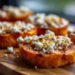 Delicious Sweet Potato Rounds with Honey Feta Crumble Recipe 4 Sweet Potato Rounds with Honey & Feta Crumble