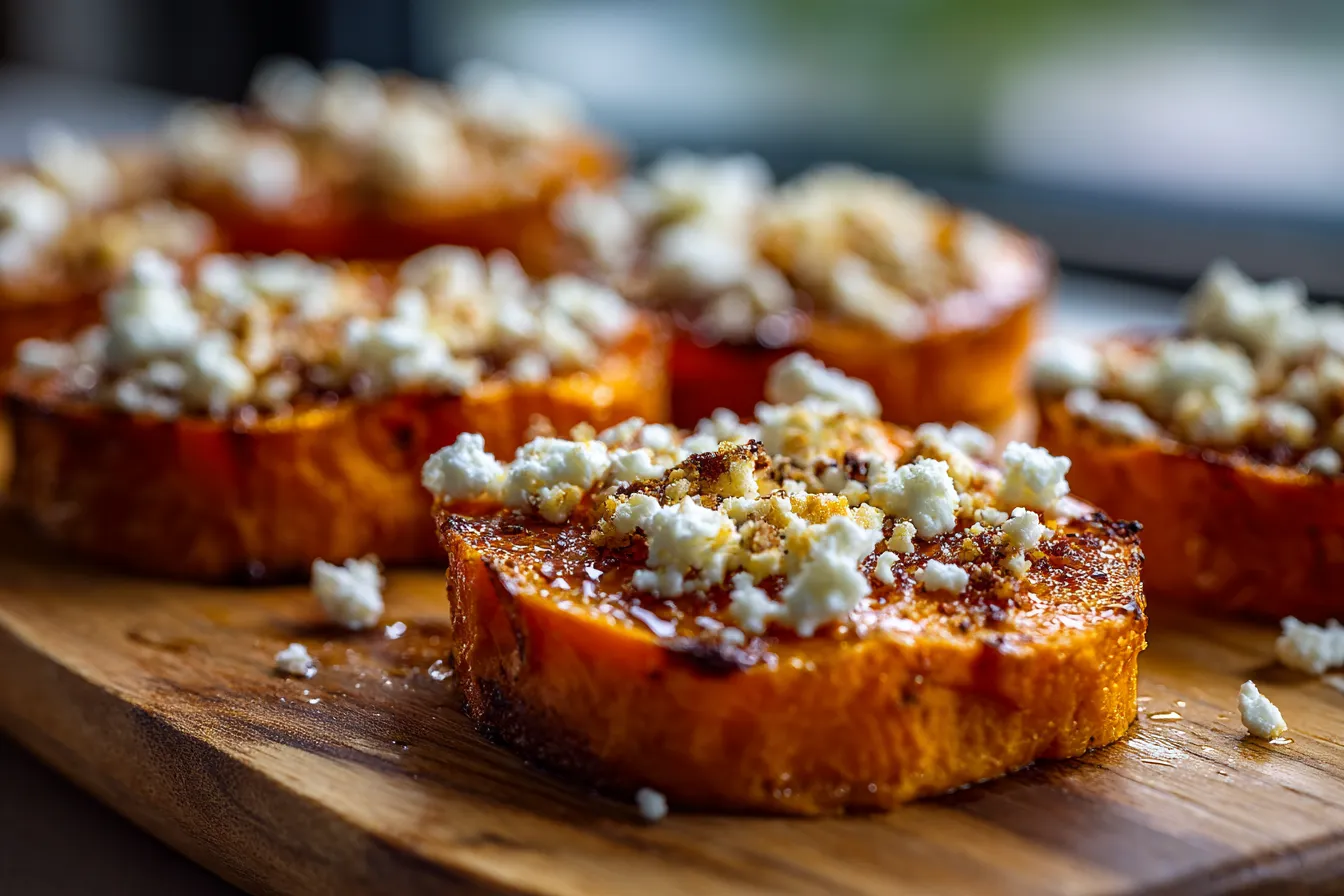 Sweet Potato Rounds with Honey & Feta Crumble