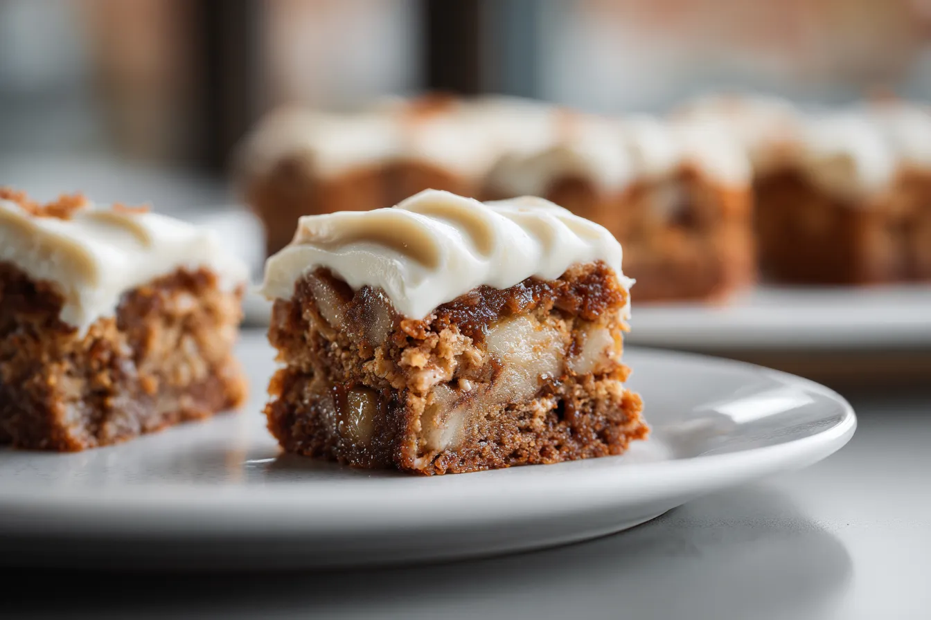 Irresistible Apple Cinnamon Blondies w Maple Cream Cheese Frosting