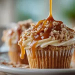 Apple Crisp Cupcakes with Caramel Drizzle
