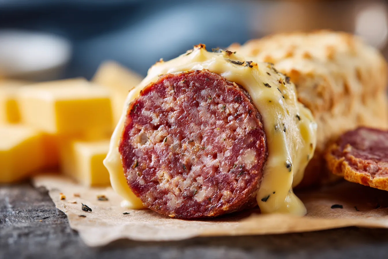 Irresistible Beef Sausage Cheese Butter Swim Biscuits Recipe