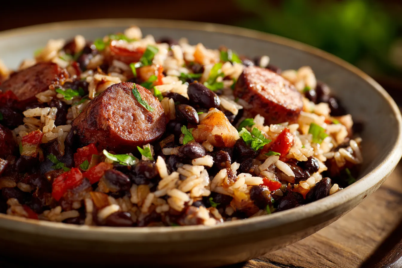 Savory Black Beans Rice w Sausage Easy Delicious Recipe