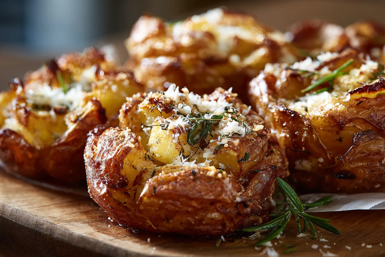 Irresistible Crispy Garlic Parmesan Smashed Potatoes Recipe