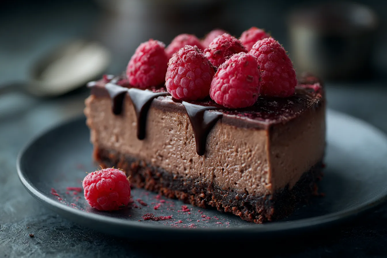 Indulge in Decadent Dark Chocolate Raspberry Cheesecake Delight
