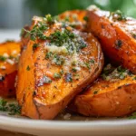 Garlic Butter Roasted Sweet Potatoes
