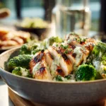 Grilled Chicken Broccoli Bowls with Creamy Garlic Sauce