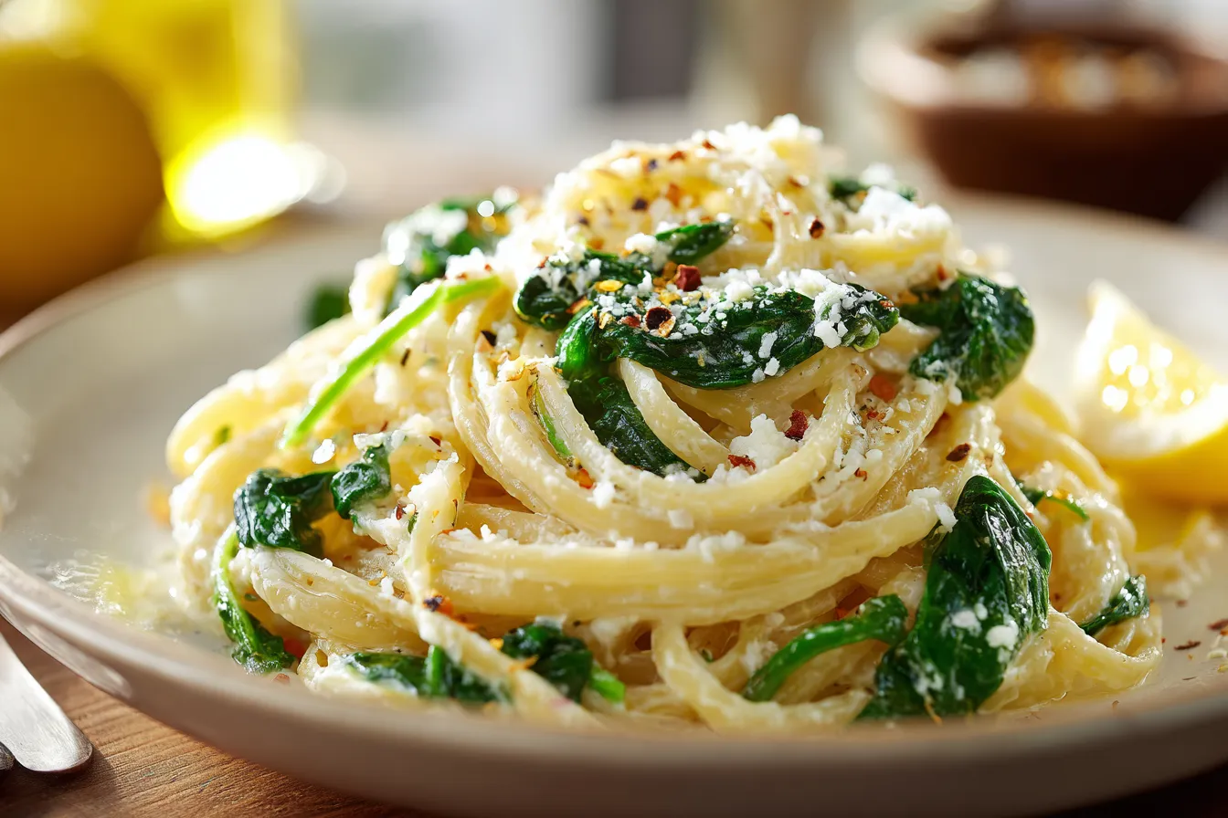 292 minute lemon ricotta pasta with spinach 2 690de0c7473a4