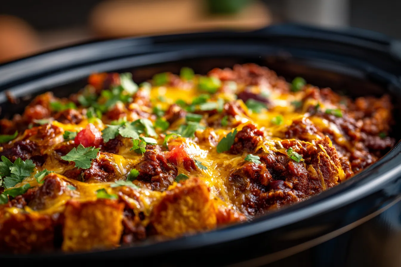 Irresistible Slow Cooker Taco Casserole Easy Delicious Recipe