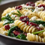 Spinach Pasta Salad with Feta and Cranberries