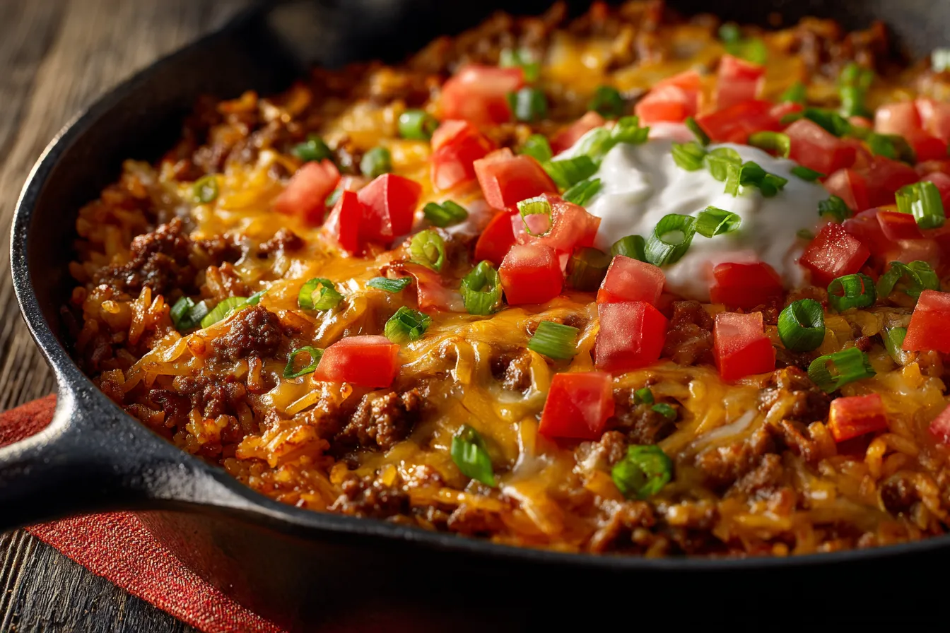 Ultimate Cheesy Taco Rice Skillet Quick Tasty Meal Idea