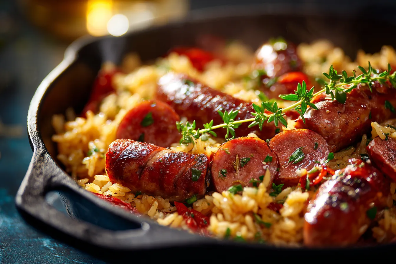 Irresistible Easy Kielbasa Skillet w Rice for Dinner Tonight