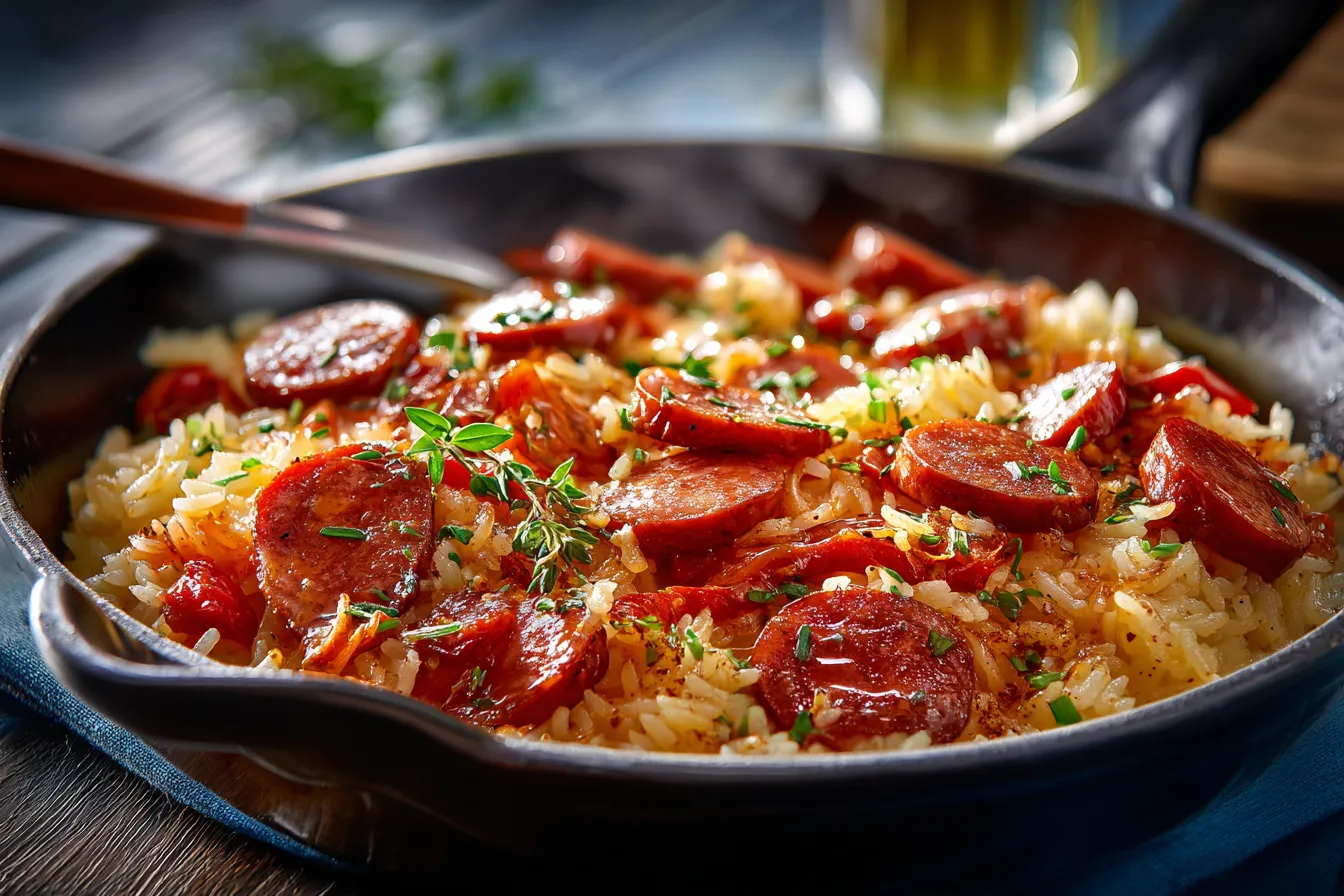 292 easy kielbasa skillet with rice for dinner 3 69395edb376c4