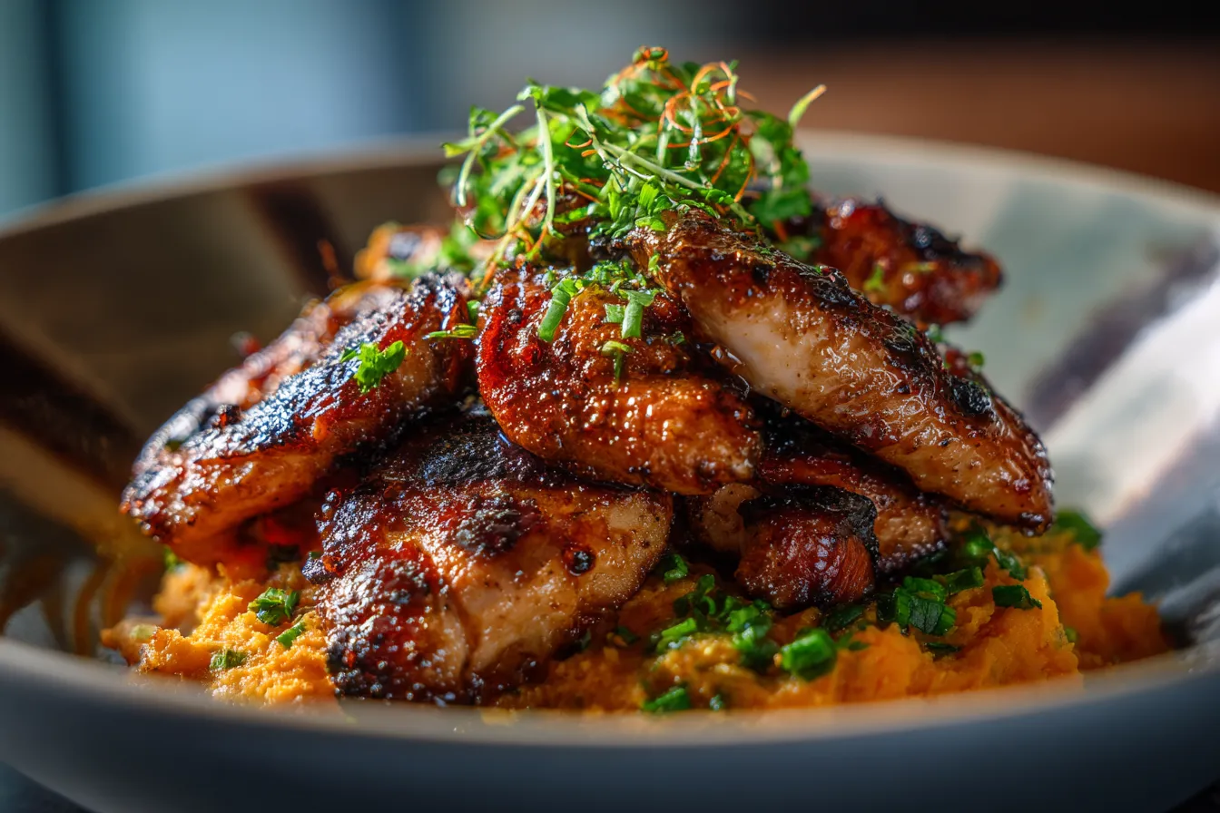 Savory Grilled BBQ Chicken Over Hearty Sweet Potato Bowl