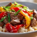 Healthy Beef and Pepper Rice Bowl