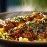 High Protein Honey Garlic Butter Chicken with Mac & Cheese