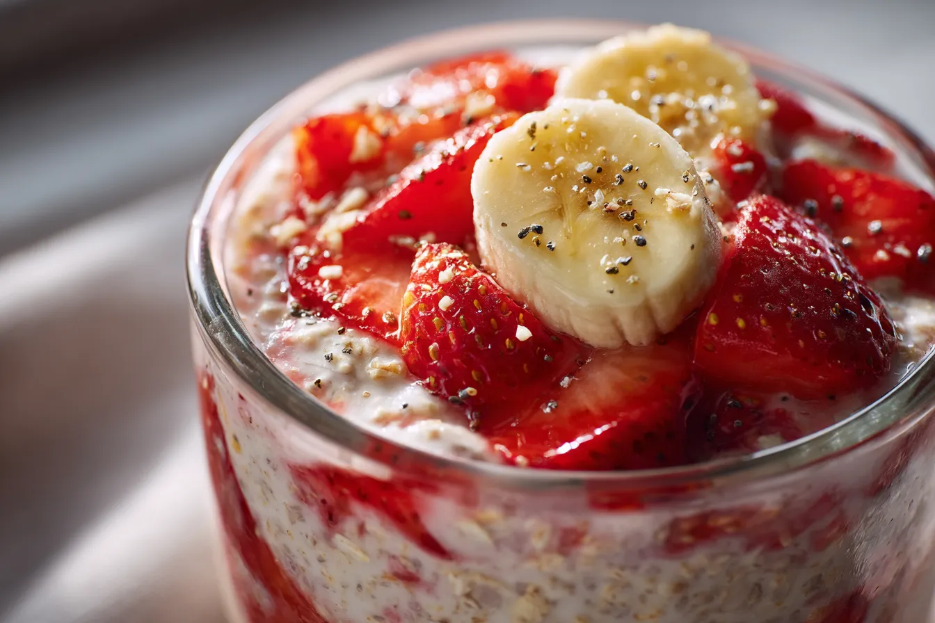Delicious Strawberry Banana Overnight Oats Quick Easy Recipe