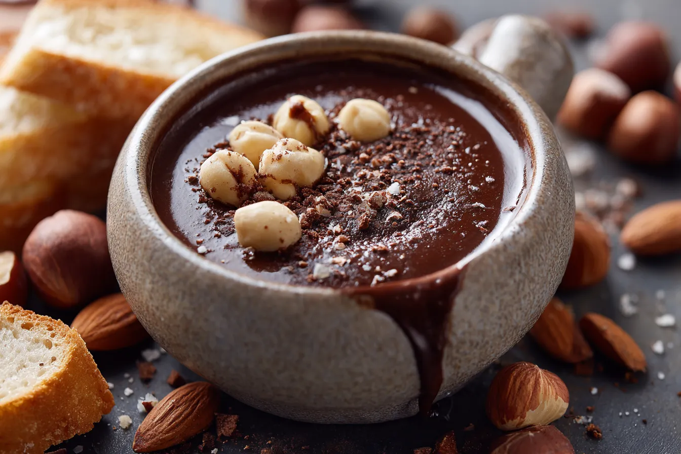 Indulge in Rich Chocolate Hazelnut Almond Butter Fondue Delight