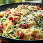 Creamy Orzo Delight with Parmesan and Peas