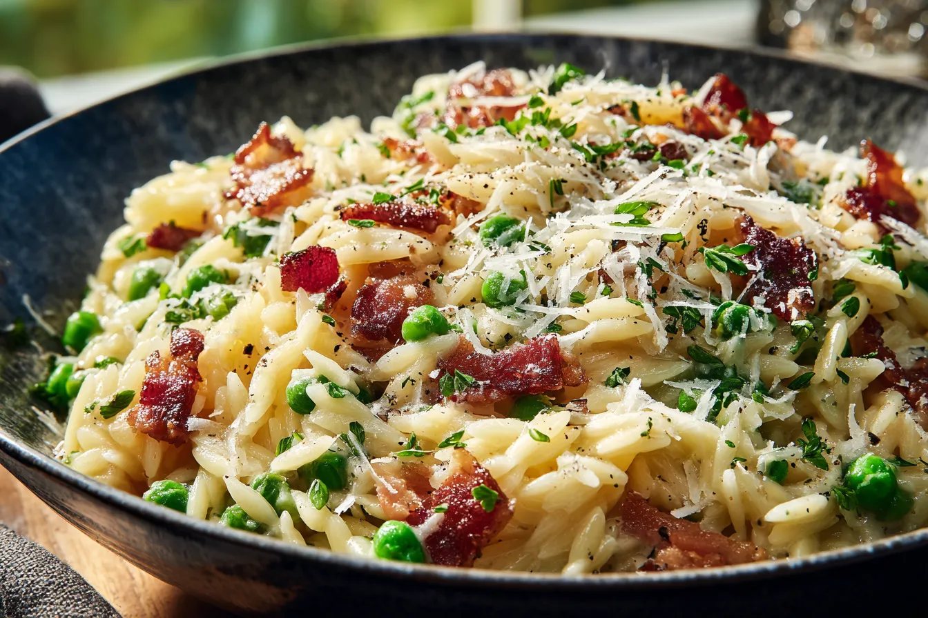 Irresistible Creamy Orzo Delight: Parmesan & Peas Recipe!