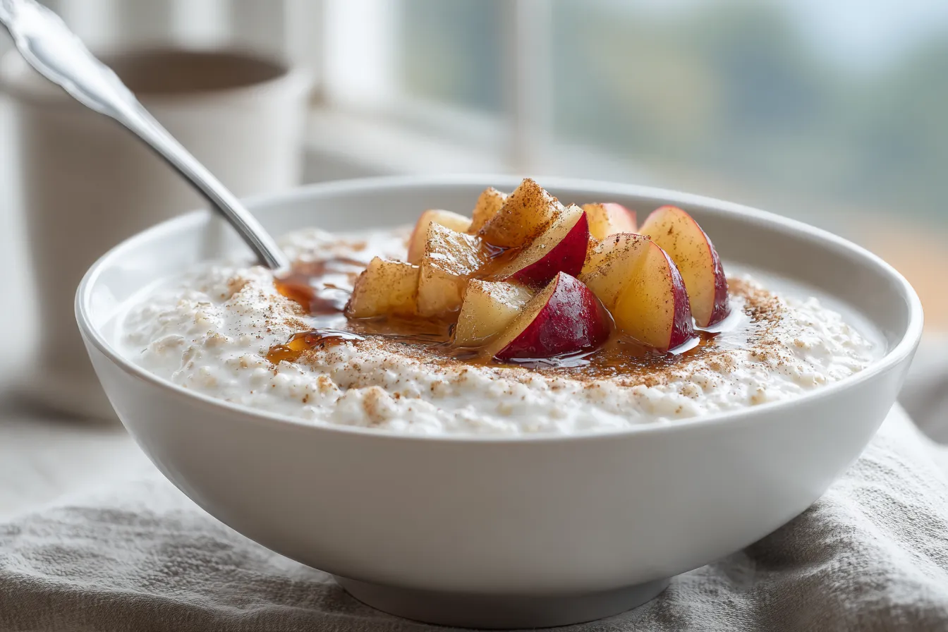 Delicious Creamy Vanilla Porridge with Sweet Brown Sugar Apples