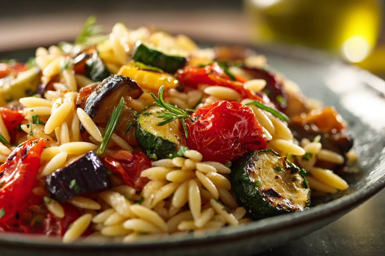 Irresistible Vegan Roasted Veggie Orzo Salad for Healthy Meal
