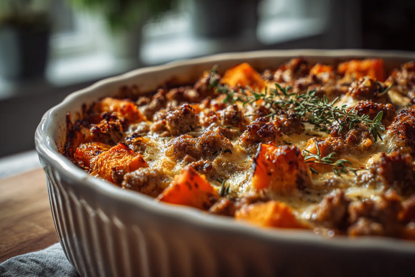 Savory Healthy Ground Turkey Sweet Potato Bake Recipe